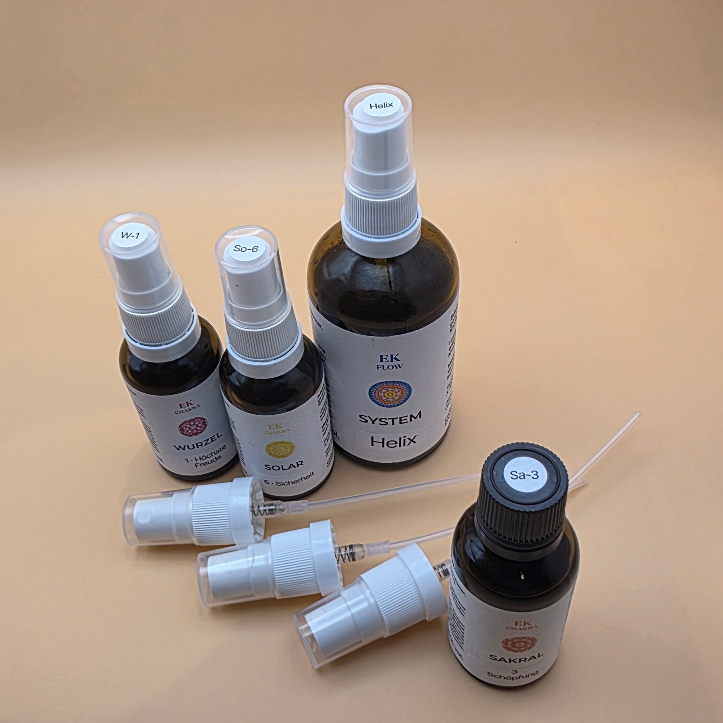 100 Sprühaufsätze & 3 Etiketten-Sets für das gesamte Elixier-Sortiment